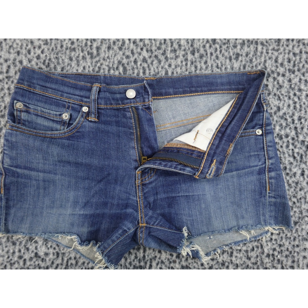 Levi's Premium 511 Slim Cutoff Denim Shorts 31 Blue Distressed Jorts‎ Raw Hem